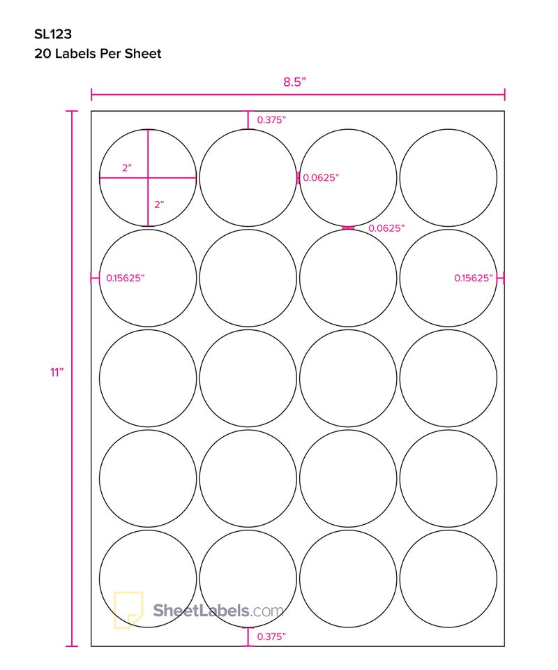 Sheet Labels 2" Round Labels, All Purpose White, Laser or Inkjet Printing, 2000 Labels - Image 4